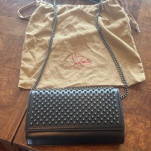 Christian Louboutin Paloma Black Studded Leather Chain Crossbody
